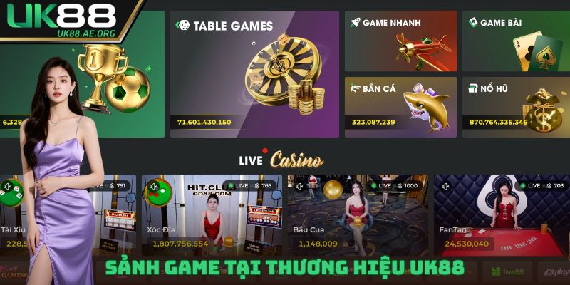 Sảnh game tại thương hiệu UK88